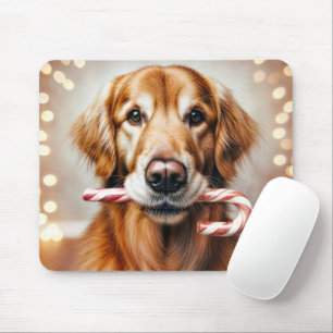 Mousepad Retriever de ouro com uma caneta doce