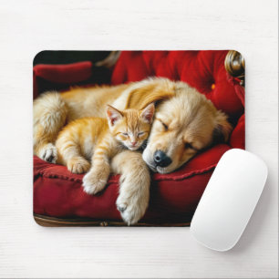Mousepad Retriever de ouro e Dormir de Kitten Dourado