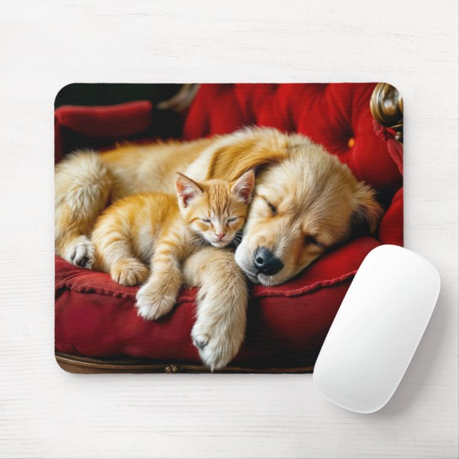 Mousepad Retriever de ouro e Dormir de Kitten Dourado (Com mouse)