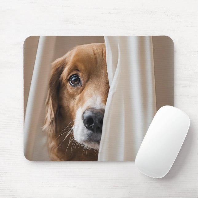 Mousepad Retriever de ouro na Cortina (Com mouse)