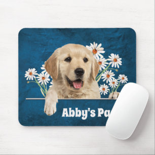 Mousepad Retriever de ouros e margaridas no couro
