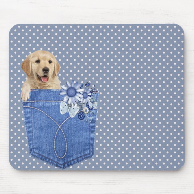 Mousepad Retriever de ouros em Jean Pocket (Frente)