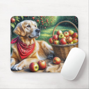 Mousepad Retriever De ouros No Pomar De Maçã