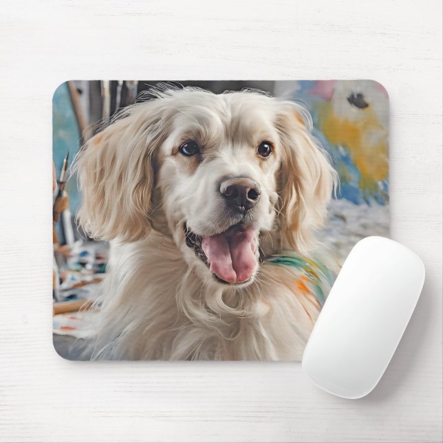 Mousepad Retriever ouro Com Manchas De Tinta (Com mouse)