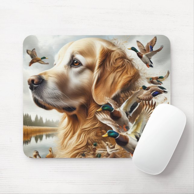 Mousepad Retriever ouro Com Patos Alardes (Com mouse)