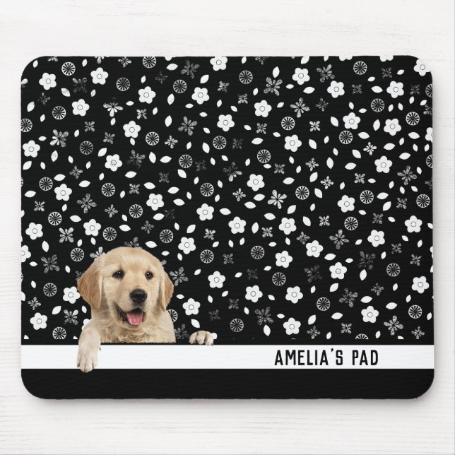 Mousepad Retriever ouro no Floral Impressão (Frente)