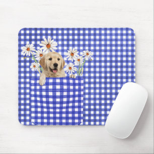 Mousepad Retrievers De ouro Na Placa Do Mouse Gingham Pocke