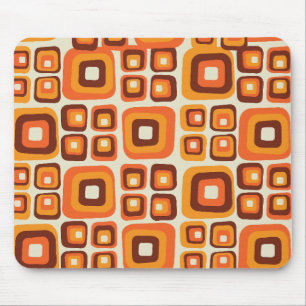 Mousepad Retro 1970s Meados do Século Laranja e Marrom Geom