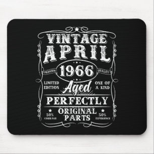 Mousepad Retro 60 anos abril 1966 vintage aniversário de 60