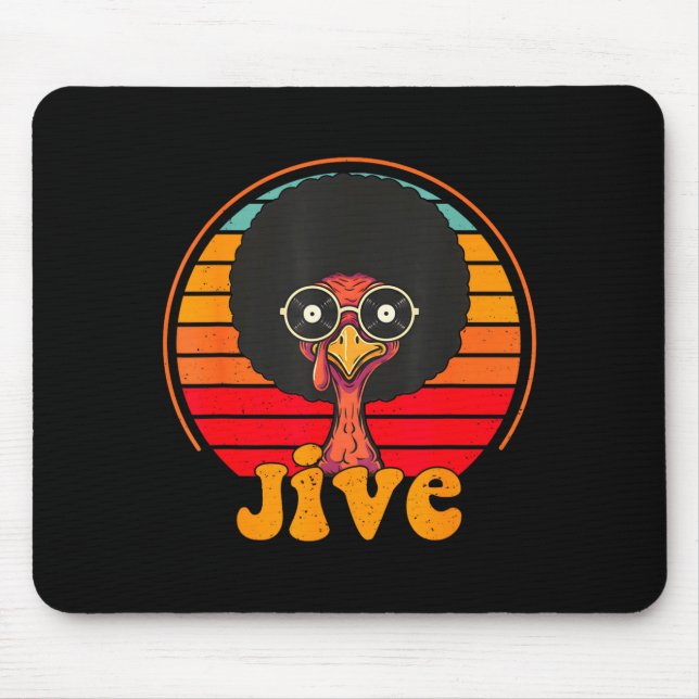 Mousepad Retro 70s Turkey Jive Afro Thanksgiving Family Men (Frente)