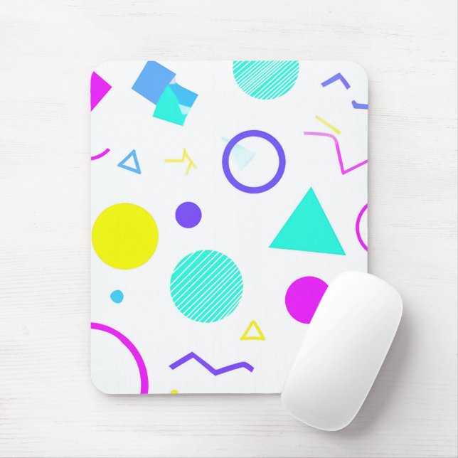 Mousepad Retro 80s Memphis Geometric Pattern (Com mouse)