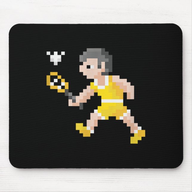 Mousepad Retro 80s Video Game Pixel Art Badminton Player  (Frente)
