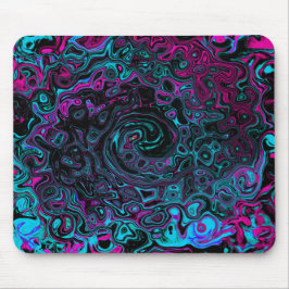 Mousepad Retro Aqua Magenta e Abstrato preto