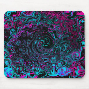 Mousepad Retro Aqua Magenta e Abstrato preto
