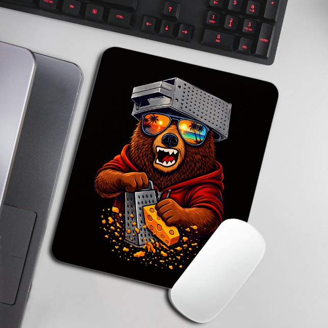 Mousepad Retro Bear With Cheese Grater Hat and Sunglasses (Criador carregado)