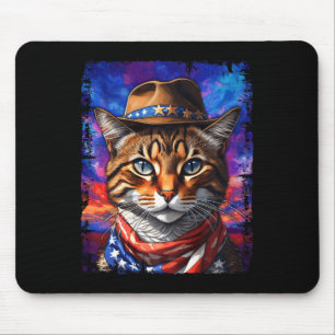 Mousepad Retro Cat EUA Flag Kitten Gatinho Lover 4th