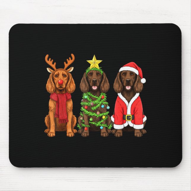 Mousepad Retro Christmas Boykin Spaniel Santa Reindeer Dog  (Frente)
