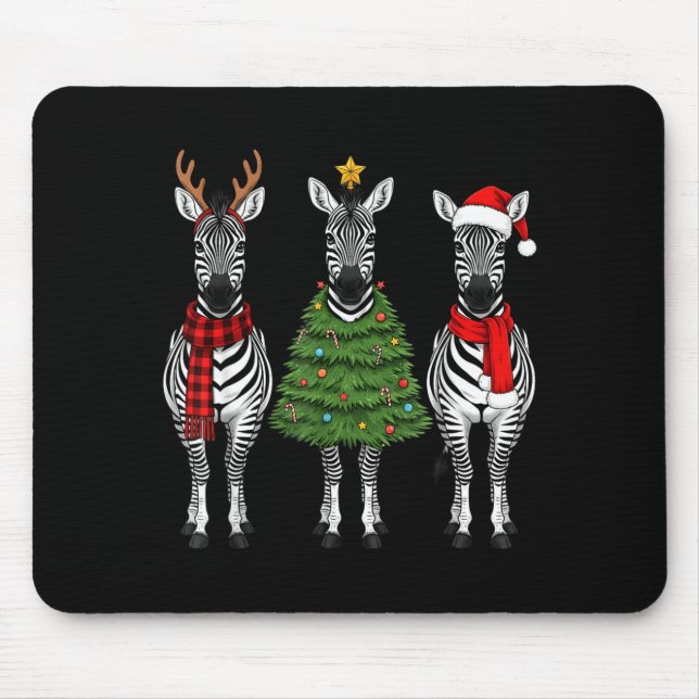 Mousepad Retro Christmas Zebra Santa Reindeer Safari Animal (Frente)