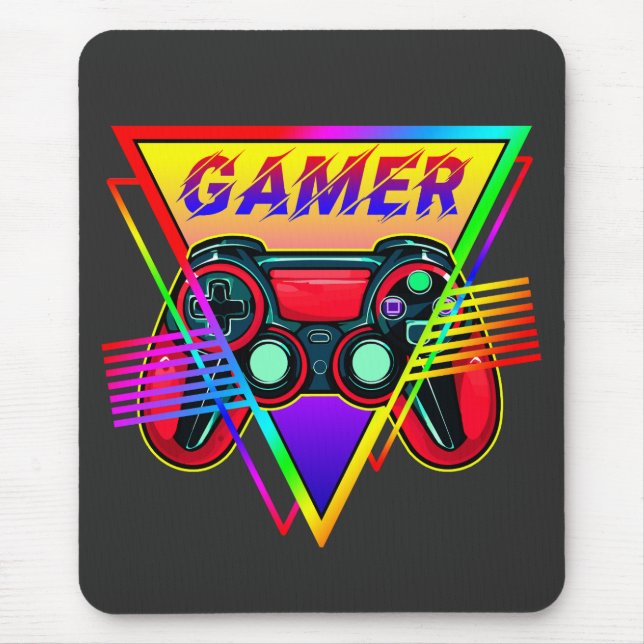 Mousepad Retro Colorido Arco-Íris Gamer Computador Jogos  (Frente)