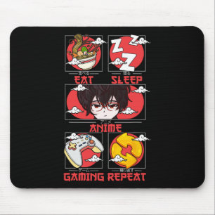 Mousepad Retro Comer Dormir Anime Jogos Repetir Kawaii Anim