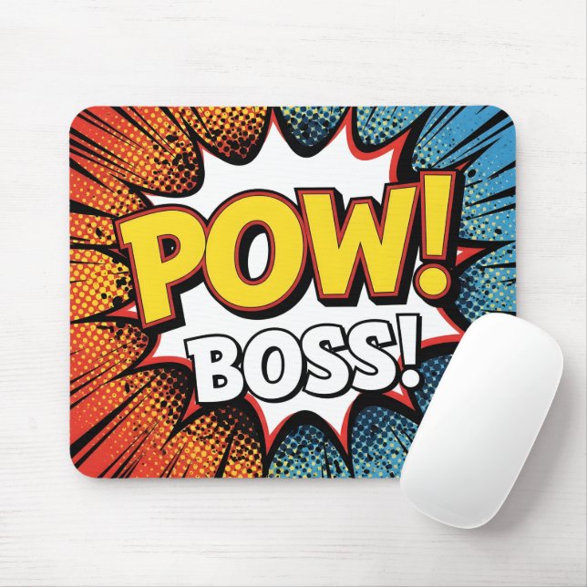 Mousepad Retro Comic Book POW BOSS! Action Office (Com mouse)