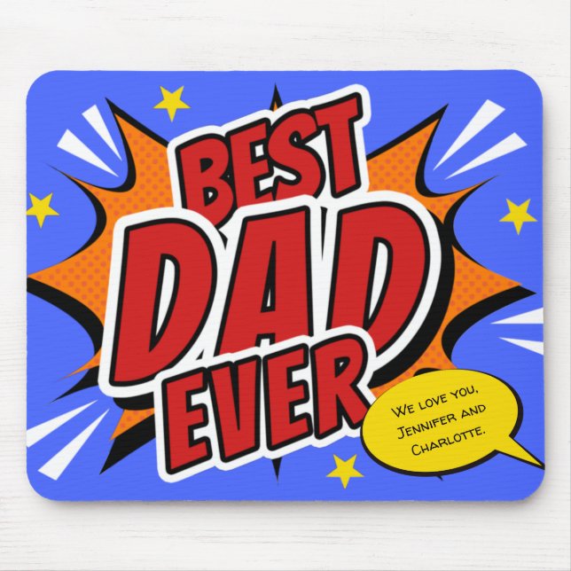 Mousepad Retro Comic Super-herói Melhor Pai de Todos os Tem (Frente)