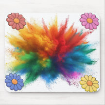 Retro Daisy Floral Colorido Pó Branco Explosão