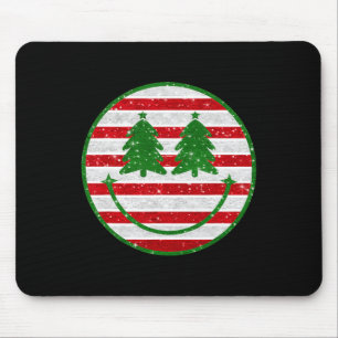 Mousepad Retrô De Árvore De Natal Sorri Face Mulheres Do Xm