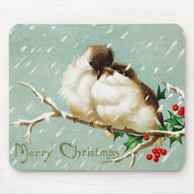Mousepad Retrô de feliz das aves de colheita de Natal (Frente)