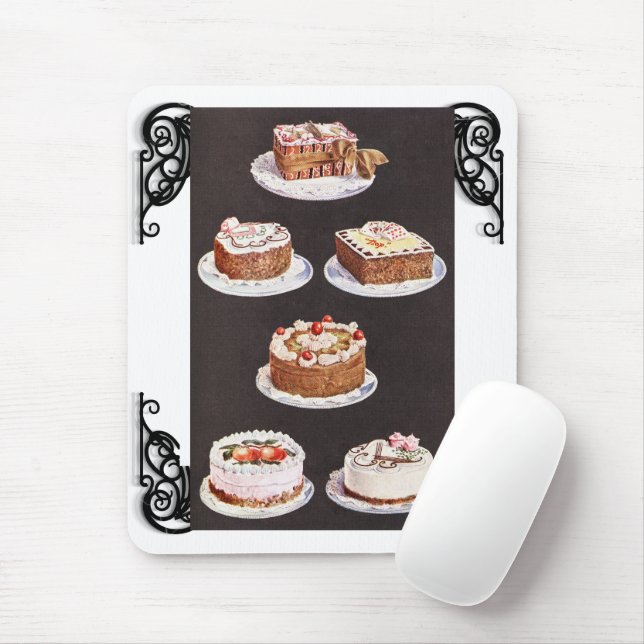 Mousepad Retro decorativo de glacés de bolos de sobremesas  (Com mouse)