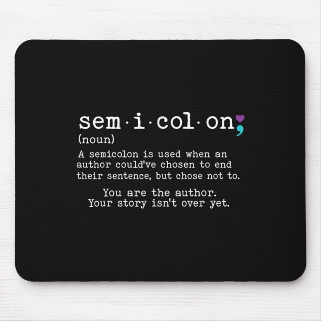 Mousepad Retrô - Definição de Semicolon Prevenção Suicida e (Frente)