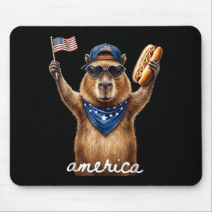 Mousepad Retro Divertido América Capivara Amante de Cachorr