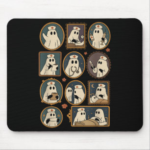 Mousepad Retro Divertido Boo Fantasma Assustador Enfermeira
