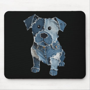 Mousepad Retro Divertido Remendo de Denim Animal Cachorro I