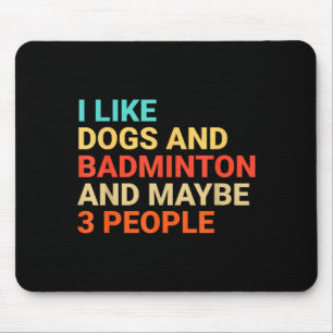 Mousepad Retrô Eu Gosto de Cães e Amante de Badminton Engra