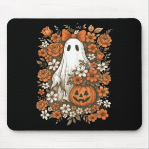 Mousepad Retro Fantasma Floral Cuja Pumpkin Autumn Hallowee
