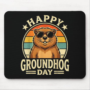 Mousepad Retro Feliz Dia do Groundhog Legal Dia do Ground H