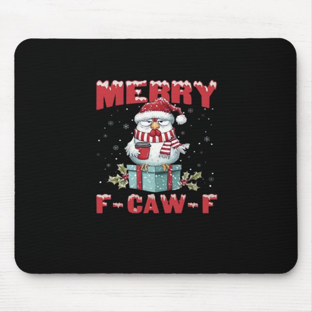 Mousepad Retro Feliz Natal F-Caw-F Galinha  (Frente)