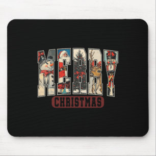 Mousepad Retro Feliz Papais noeis de Natal Árvore de Natal