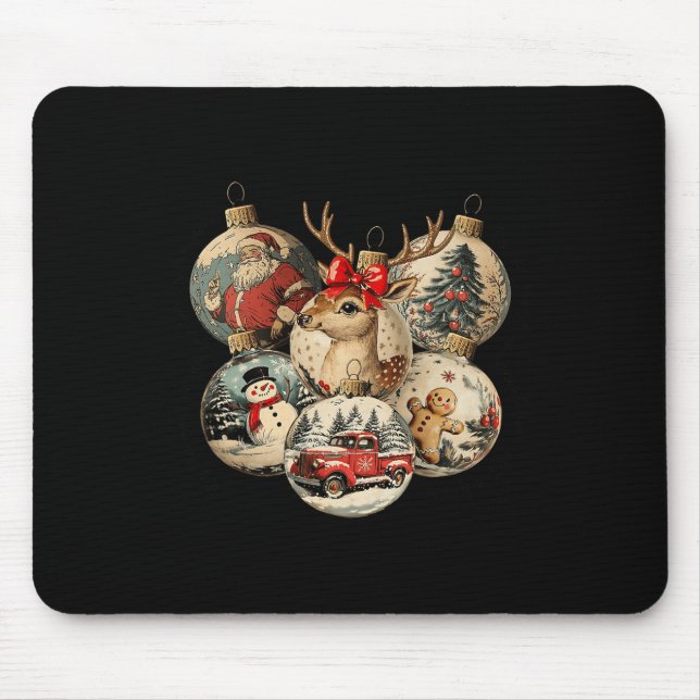 Mousepad Retro Feliz Papais noeis de Natal Snowman Nutcrack (Frente)