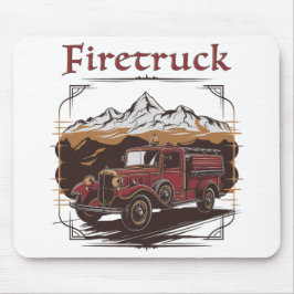 Mousepad Retro fire engine mountain range