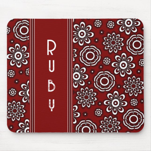 Mousepad Retro Flor Vermelha de 1970 (Frente)