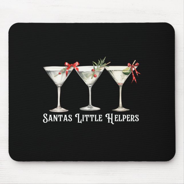Mousepad Retro Funny Santa's Little Helper Martini Merry Ch (Frente)