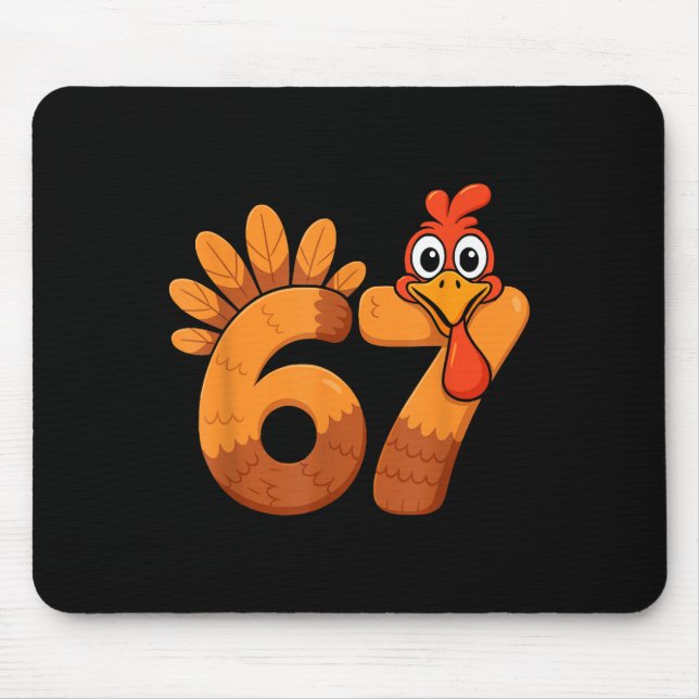 Mousepad Retro Funny Six Seven 6 7 Meme Thanksgiving Turkey (Frente)