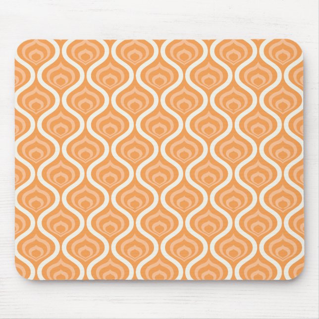 Mousepad Retro Geométrico Laranja e Branco (Frente)