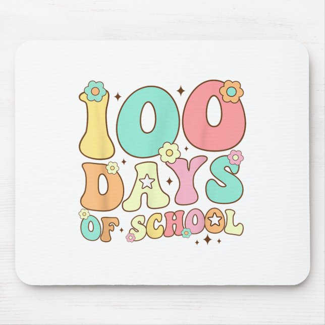 Mousepad Retro Groovy 100 Dias Feliz 100º Dia Da Escola Te (Frente)