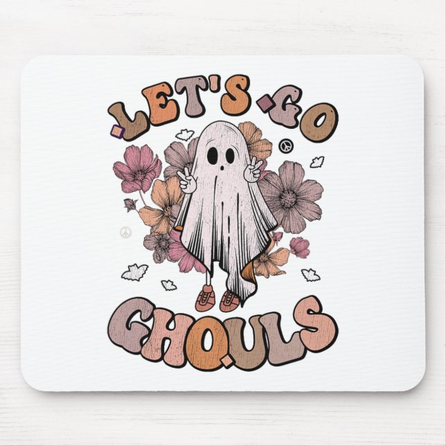 Mousepad Retro Groovy Go Ghouls Ghost 70s Hippie Hall (Frente)