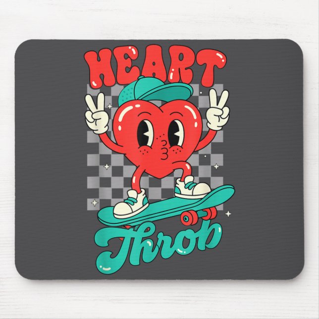 Mousepad Retro Groovy Heart Throb Valentines Day Toddlers B (Frente)
