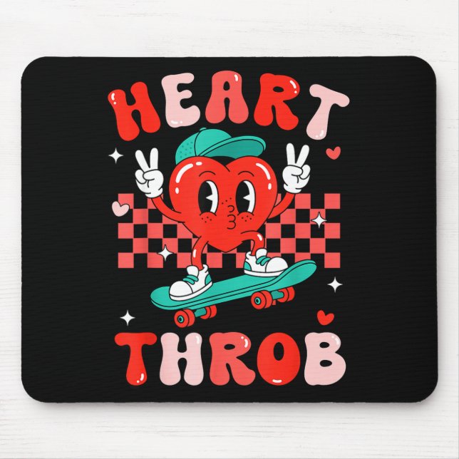 Mousepad Retro Groovy Heart Throb Valentines Day Toddlers B (Frente)