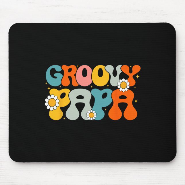Mousepad Retro Groovy Papa Aniversário Festa Familiar F (Frente)